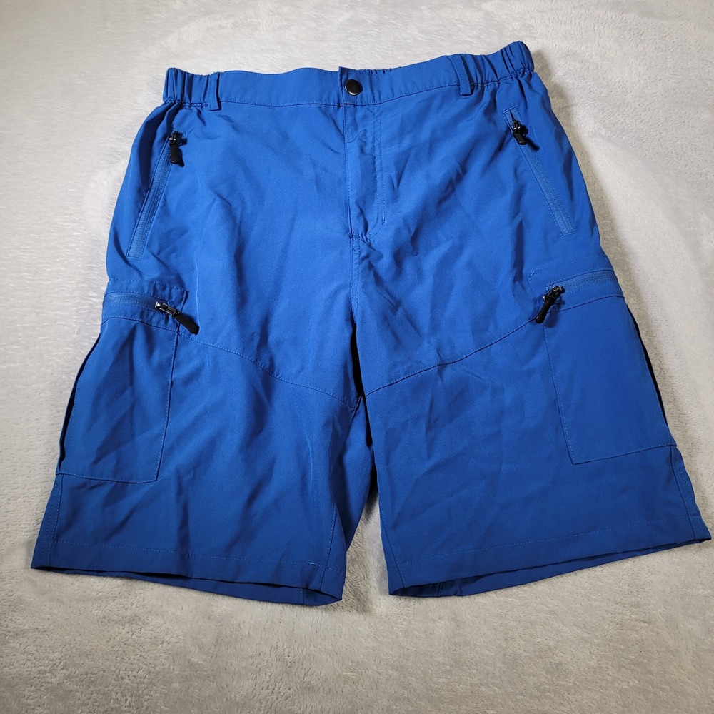 Pudolla Cargo Hiking Shorts Mens Medium Blue Zipper Pockets Stretch Quick Dry